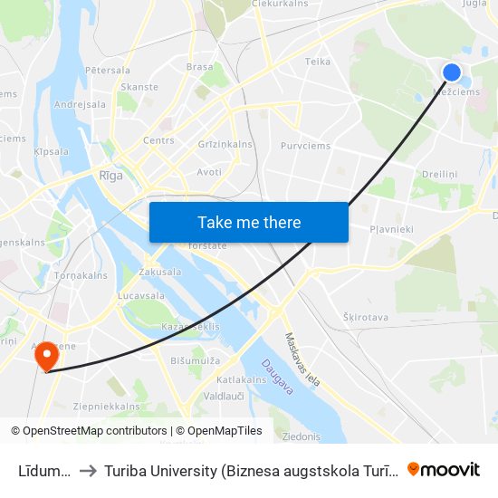 Līduma Iela to Turiba University (Biznesa augstskola Turība | Turiba University) map