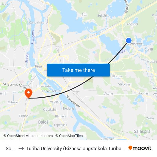 Šoseja to Turiba University (Biznesa augstskola Turība | Turiba University) map