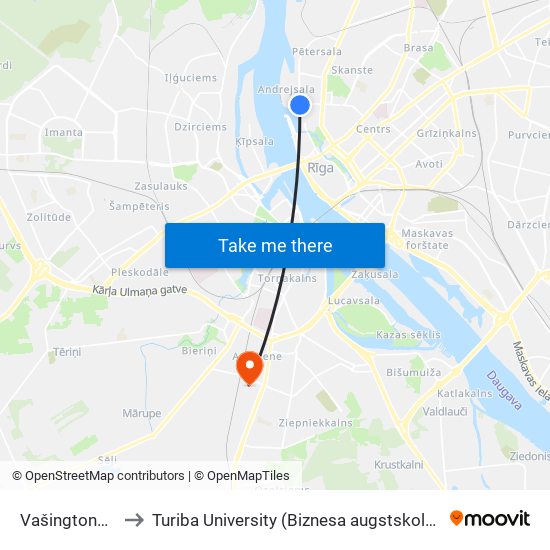 Vašingtona Laukums to Turiba University (Biznesa augstskola Turība | Turiba University) map