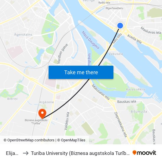 Elijas Iela to Turiba University (Biznesa augstskola Turība | Turiba University) map