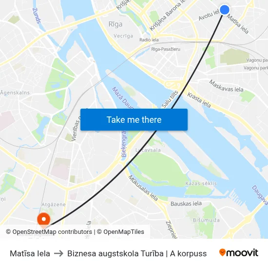 Matīsa Iela to Biznesa augstskola Turība | A korpuss map