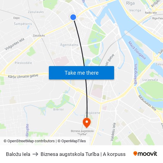 Baložu Iela to Biznesa augstskola Turība | A korpuss map