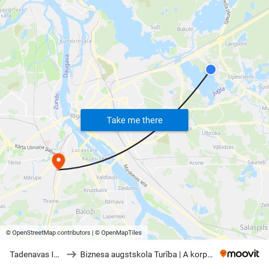 Tadenavas Iela to Biznesa augstskola Turība | A korpuss map