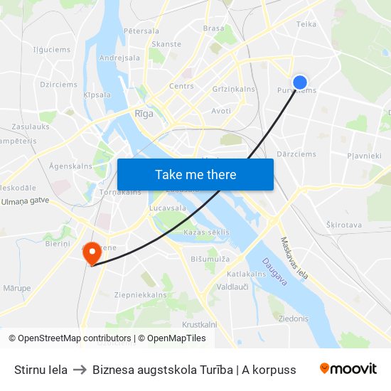 Stirnu Iela to Biznesa augstskola Turība | A korpuss map