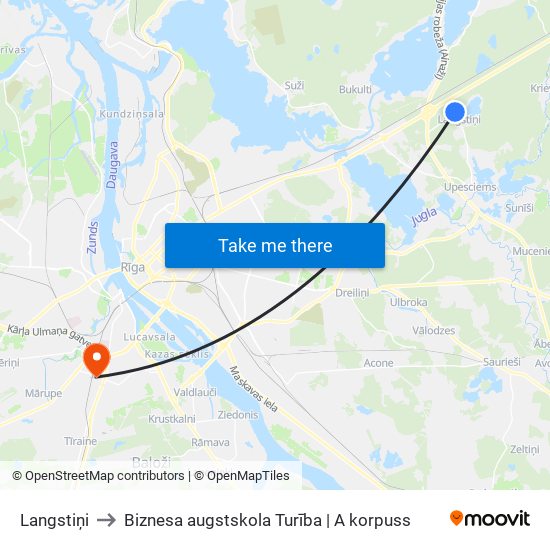 Langstiņi to Biznesa augstskola Turība | A korpuss map