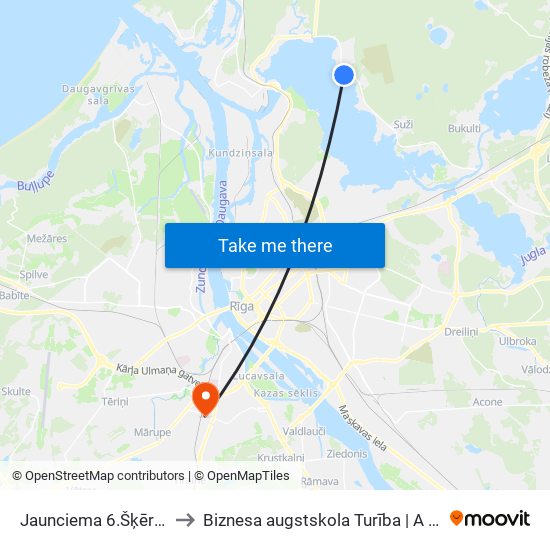 Jaunciema 6.Šķērslīnija to Biznesa augstskola Turība | A korpuss map