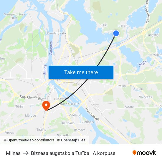 Milnas to Biznesa augstskola Turība | A korpuss map