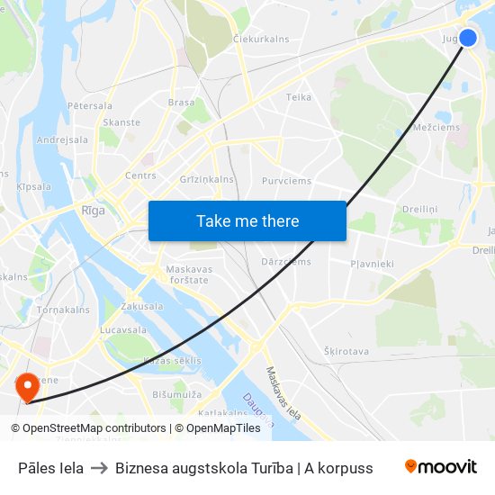 Pāles Iela to Biznesa augstskola Turība | A korpuss map