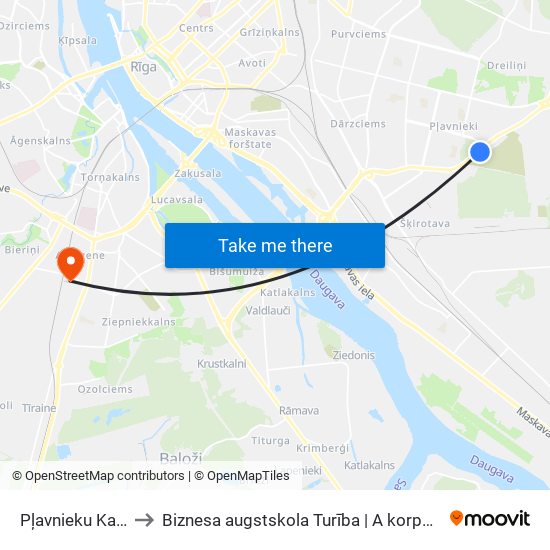 Pļavnieku Kapi to Biznesa augstskola Turība | A korpuss map