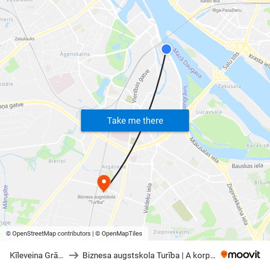 Kīleveina Grāvis to Biznesa augstskola Turība | A korpuss map