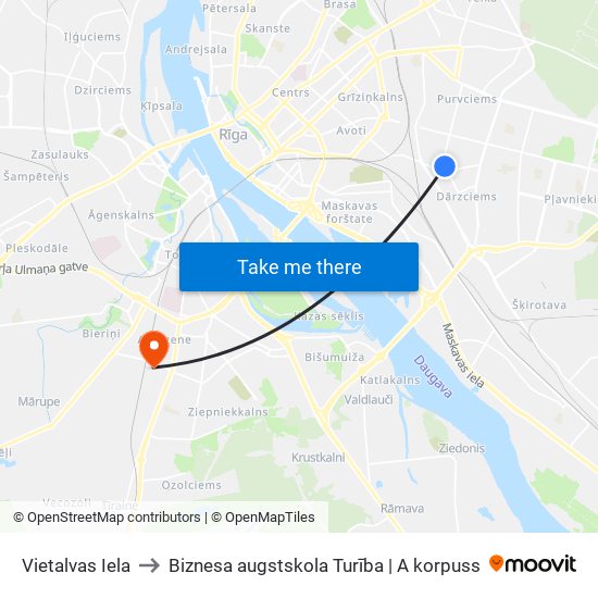 Vietalvas Iela to Biznesa augstskola Turība | A korpuss map