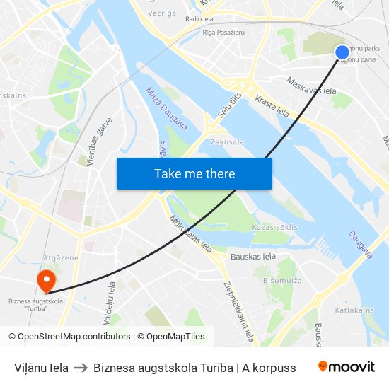 Viļānu Iela to Biznesa augstskola Turība | A korpuss map