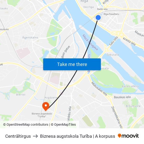 Centrāltirgus to Biznesa augstskola Turība | A korpuss map