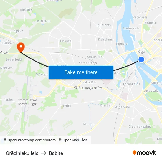 Grēcinieku Iela to Babite map