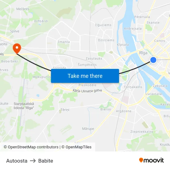 Autoosta to Babite map