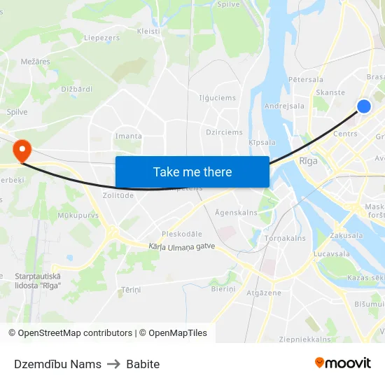 Dzemdību Nams to Babite map