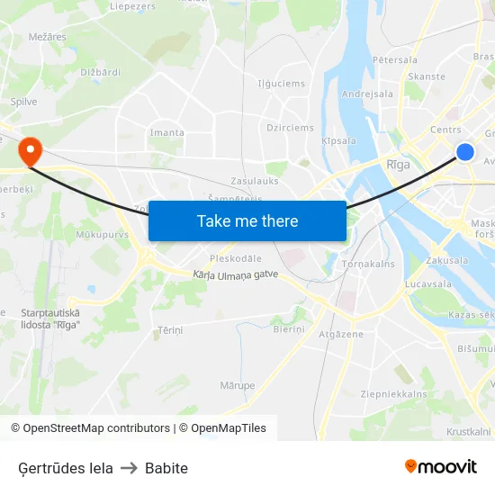 Ģertrūdes Iela to Babite map
