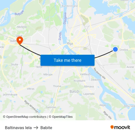 Baltinavas Iela to Babite map