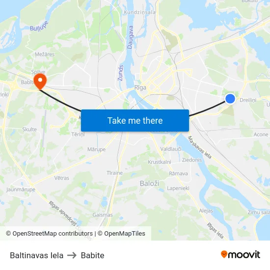 Baltinavas Iela to Babite map