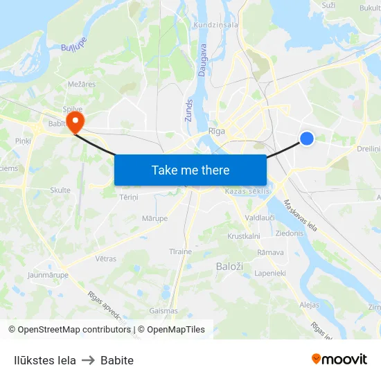 Ilūkstes Iela to Babite map