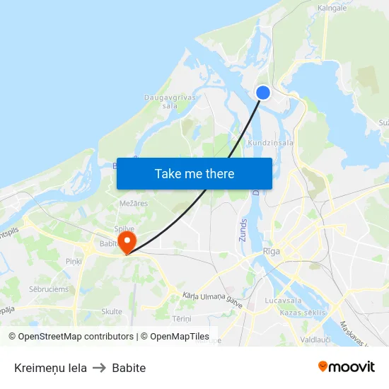 Kreimeņu Iela to Babite map
