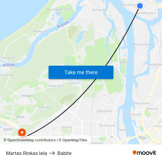 Martas Rinkas Iela to Babite map
