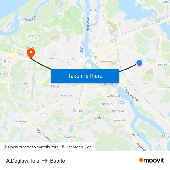 A.Deglava Iela to Babite map