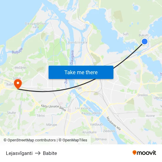 Lejasvīganti to Babite map