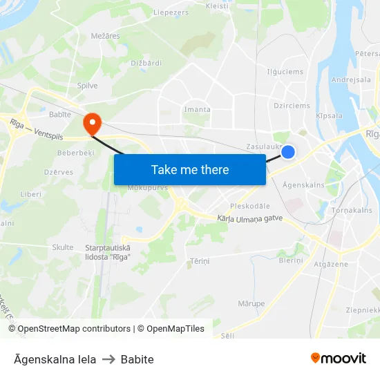 Āgenskalna Iela to Babite map