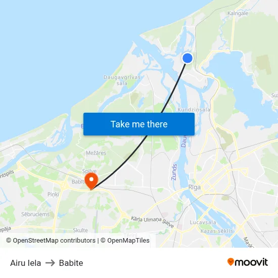 Airu Iela to Babite map