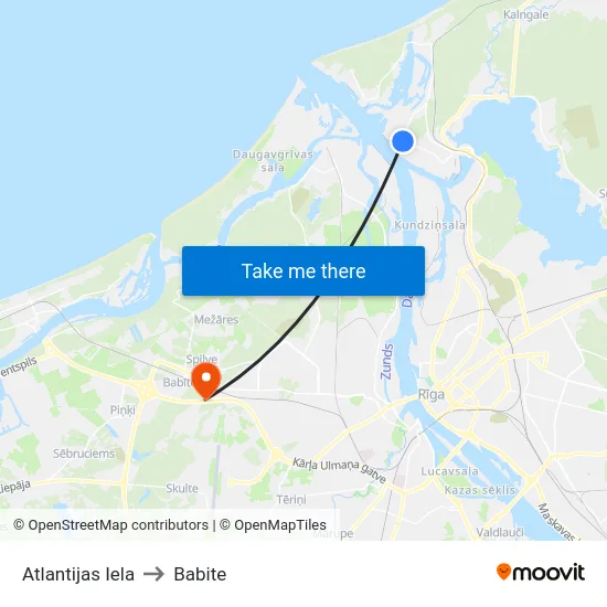 Atlantijas Iela to Babite map