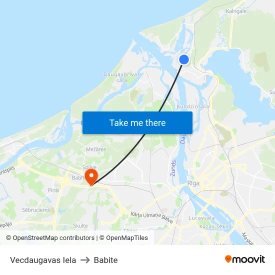 Vecdaugavas Iela to Babite map