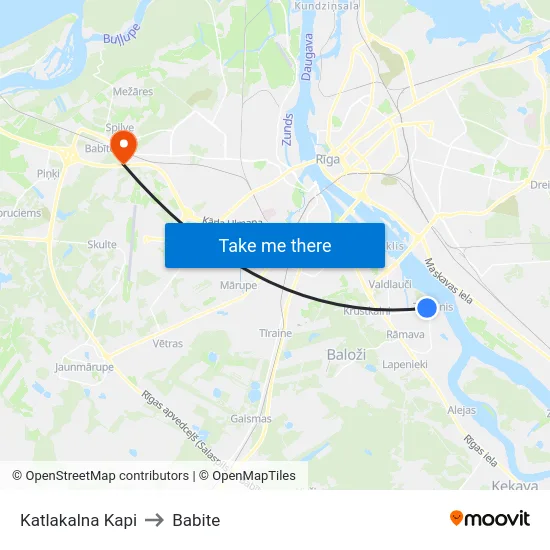 Katlakalna Kapi to Babite map
