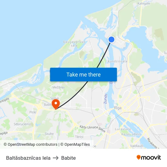 Baltāsbaznīcas Iela to Babite map