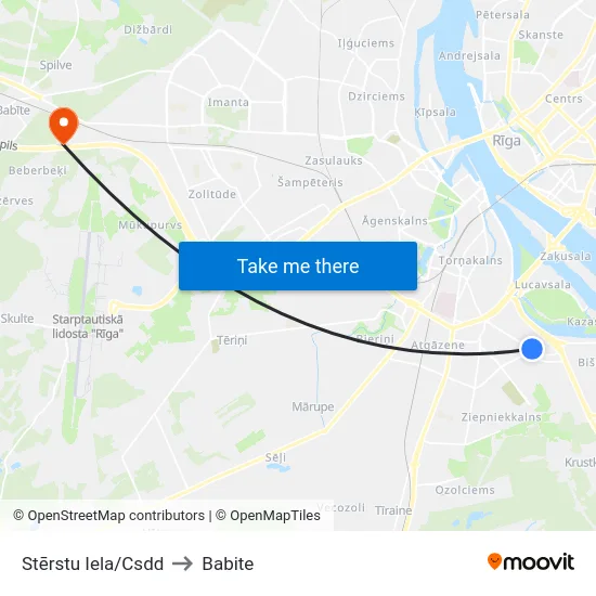 Stērstu Iela/Csdd to Babite map