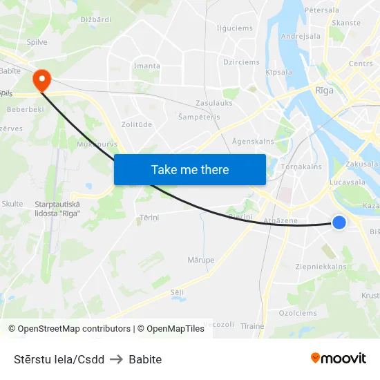 Stērstu Iela/Csdd to Babite map