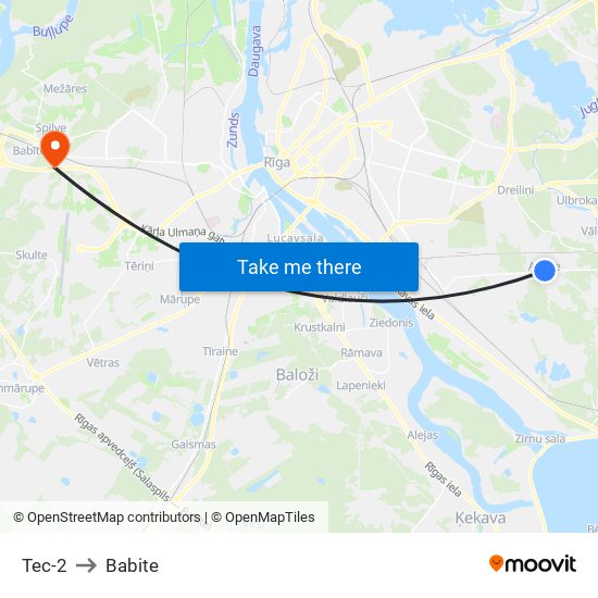 Tec- 2 Pārvalde to Babite map