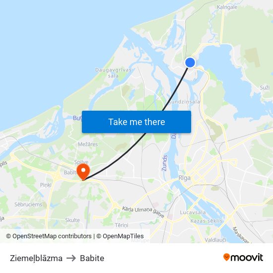 Ziemeļblāzma to Babite map