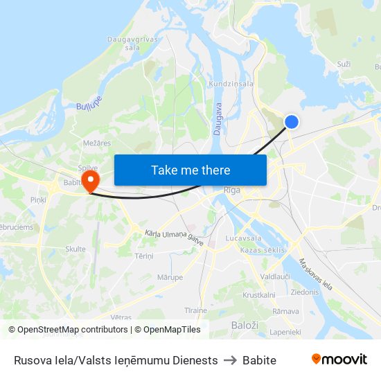 Rusova Iela/Valsts Ieņēmumu Dienests to Babite map