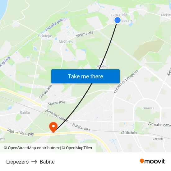 Liepezers to Babite map