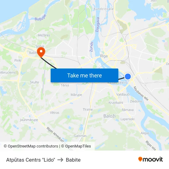 Atpūtas Centrs "Lido" to Babite map