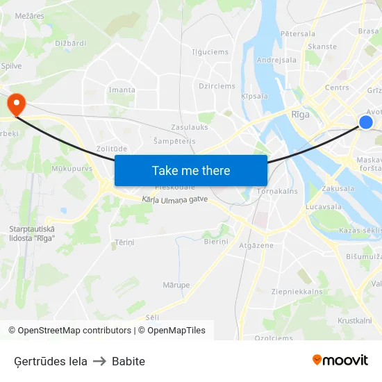 Ģertrūdes Iela to Babite map