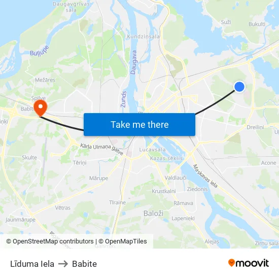 Līduma Iela to Babite map