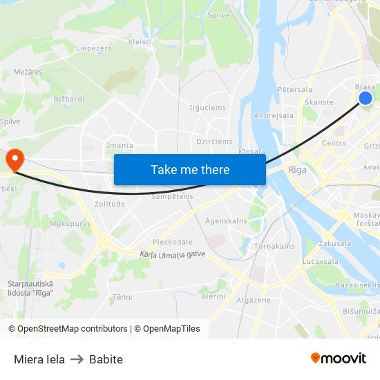 Miera Iela to Babite map