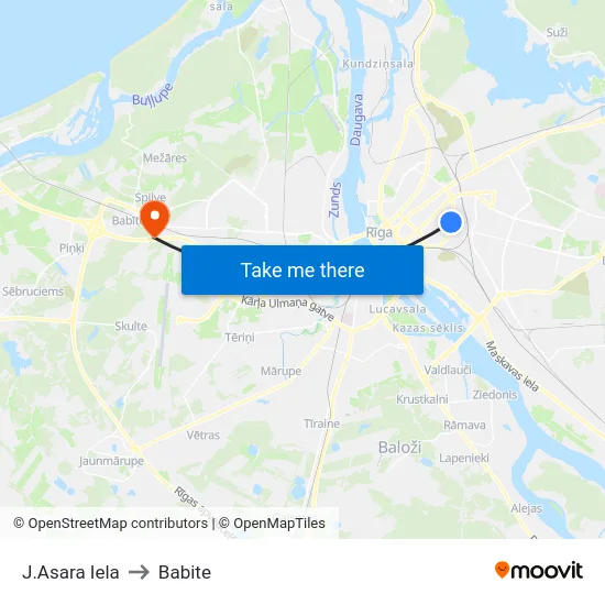 J.Asara Iela to Babite map