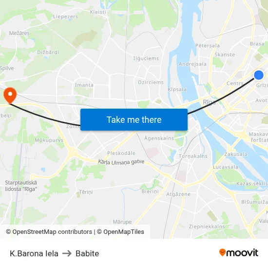 K.Barona Iela to Babite map