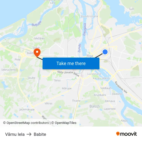 Vārnu Iela to Babite map