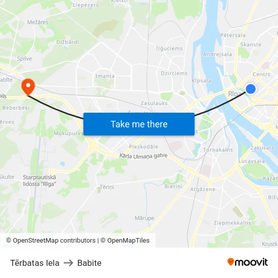 Tērbatas Iela to Babite map