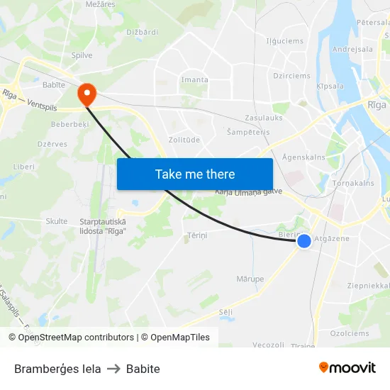 Bramberģes Iela to Babite map