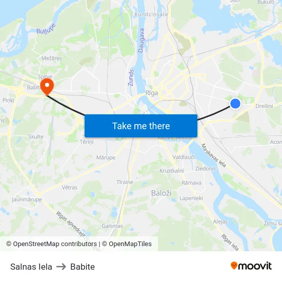 Salnas Iela to Babite map